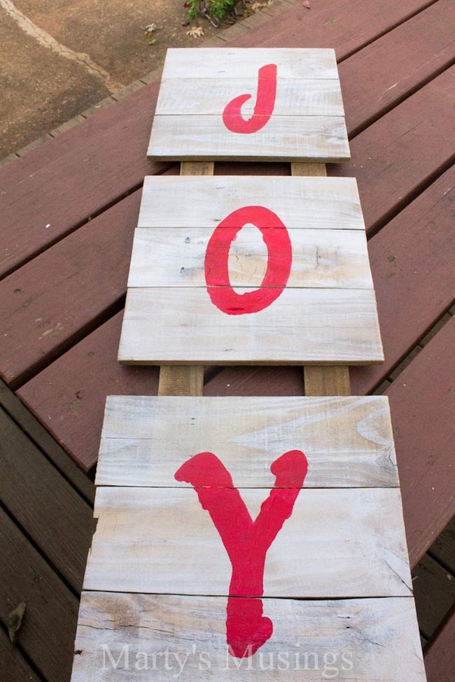 Red Joy Wooden Sign