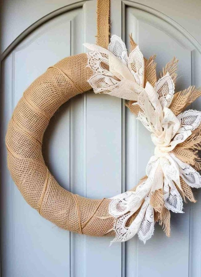 Burlap Lace Farmhouse Wreath
