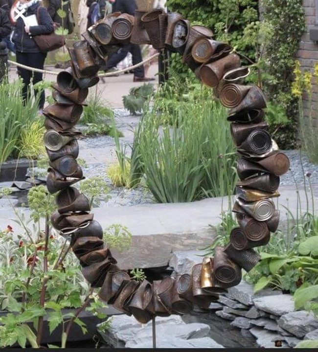 Recycled Can Sculpture Metal Circle