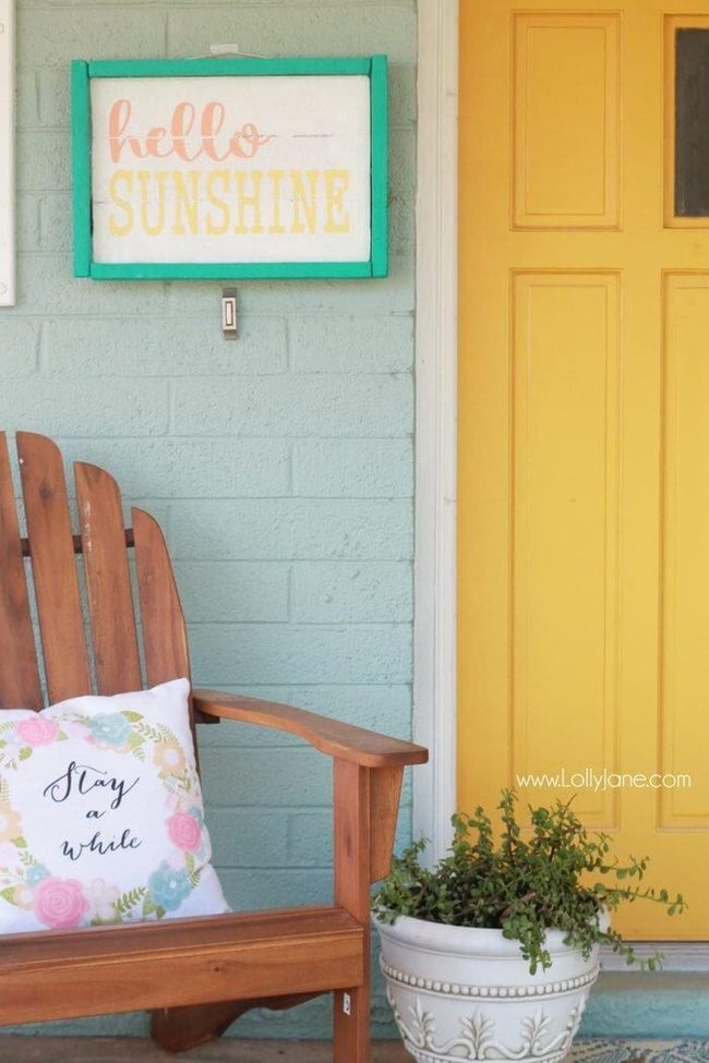 Yellow And Blue Sunshine Welcome Sign