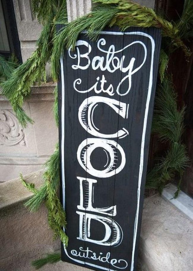 Black Wood Sign With Evergreen Frame