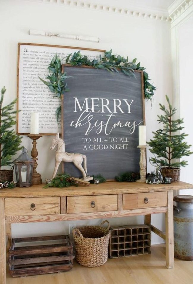 Chalkboard Christmas With Green Garlands