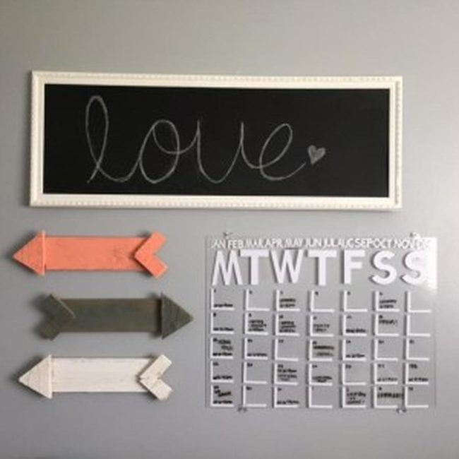 Love Script White Board With Coral Arrows