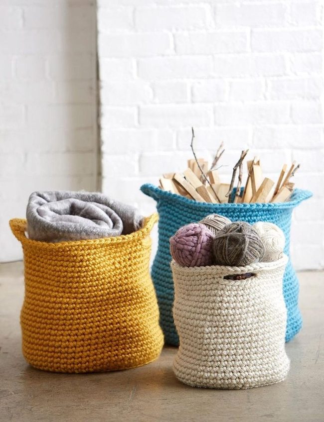 Chunky Knit Baskets Three Sizes