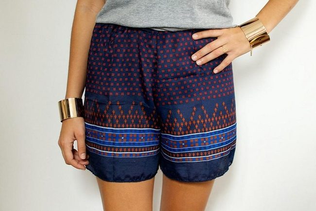 Navy Shorts With Bright Pattern Pops