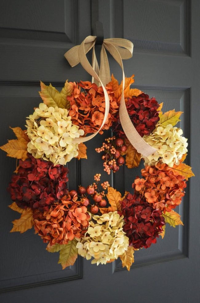Autumn Leaves Against Gray