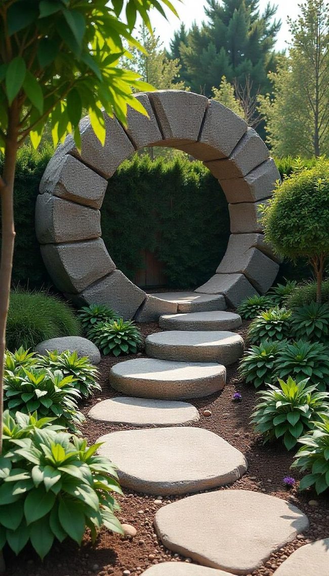 Stone Pathway Through Outdoor Beds