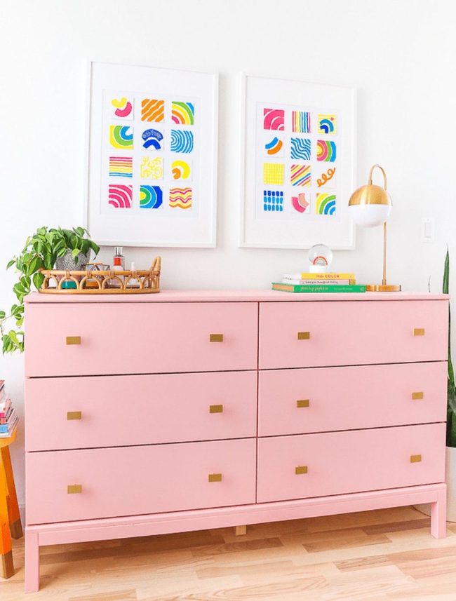 Pink And Gold Bedroom Storage