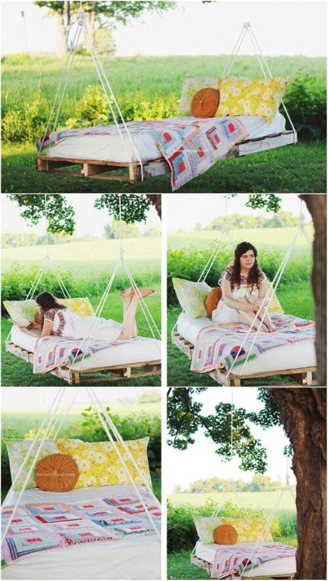 Pallet Wood Swing Bed