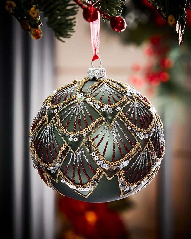 Dark Green Matte Glass Ornaments