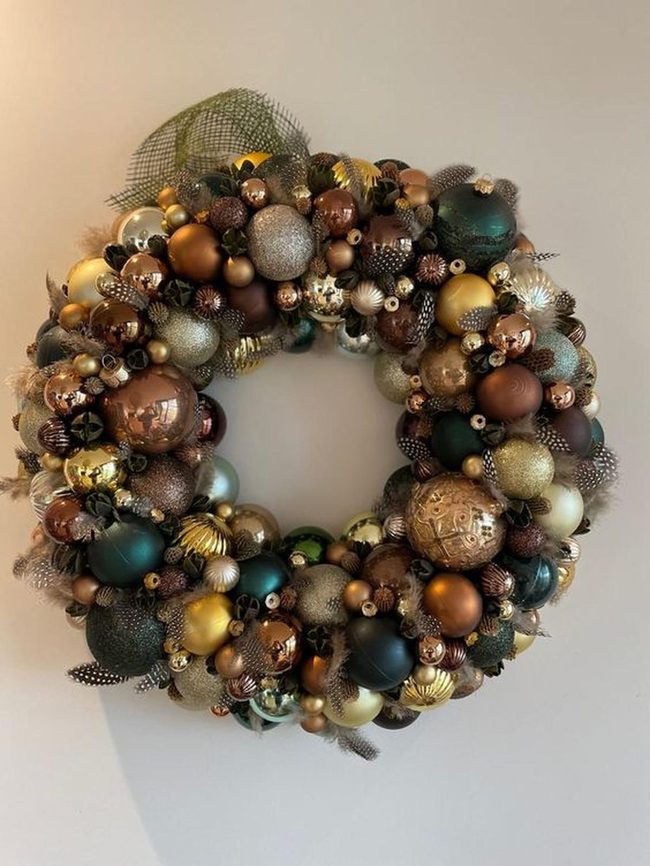 Gold And Green Ornament Wreath