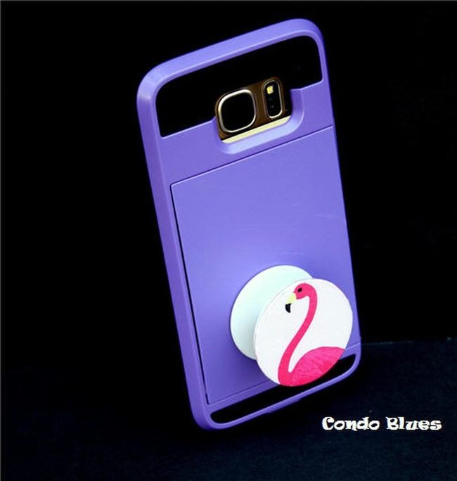 Purple Phone With Flamingo Pop Socket