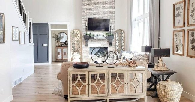 Off-White Sideboards And Warm Wood Balance