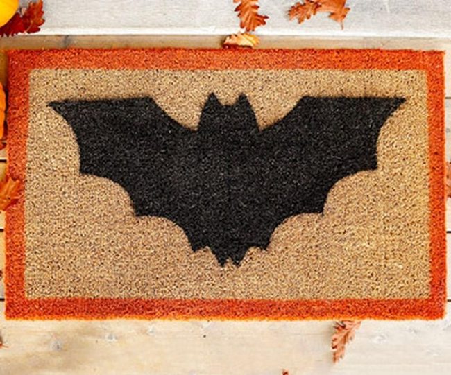 Black Bats Tan Fiber Doormat