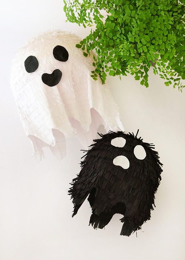 White Ghost Piñatas Black Eyes