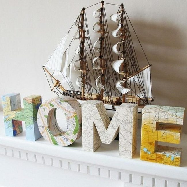 Map-Patterned Letters With Sailing Ship