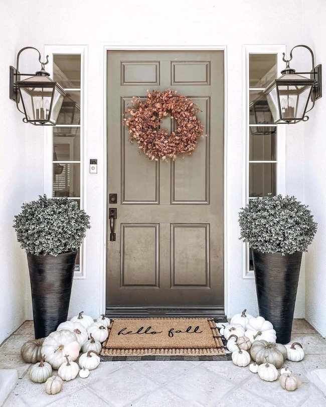 Eucalyptus Wreath Brown Door Entrance