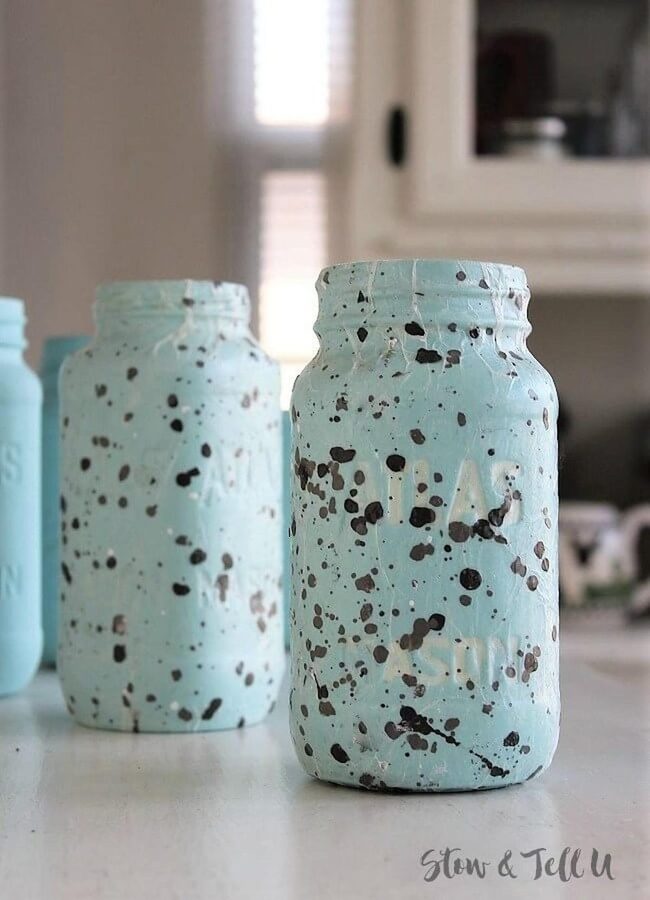 Soft Blue Speckled Storage Jars