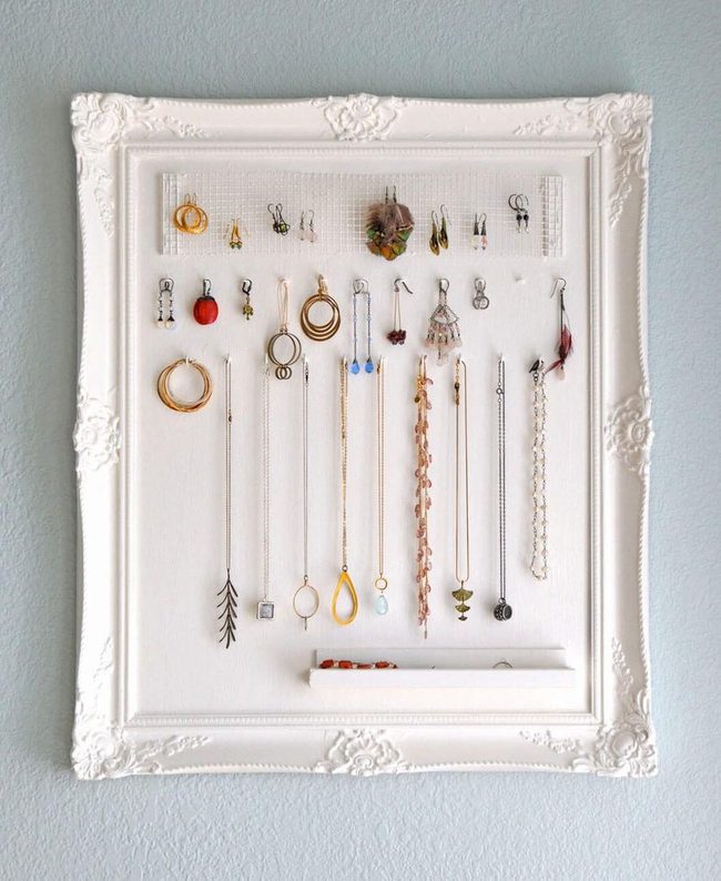 White Frame Jewelry Wall Display