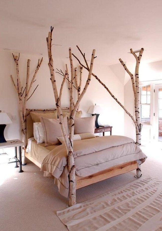 Curved Branches Above Bed