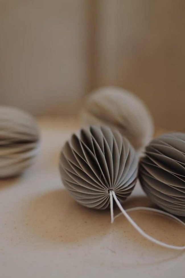 Beige Paper Egg Origami Spheres