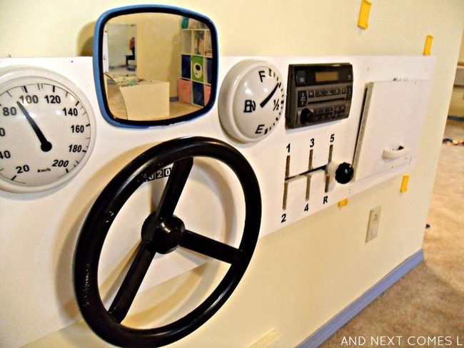Black Steering Wheel Wall Dashboard