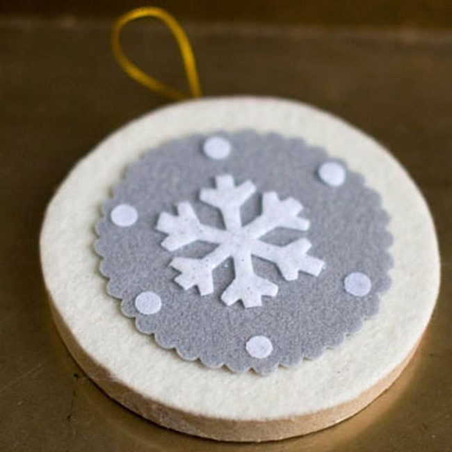Cream Felt Snowflake Ornament