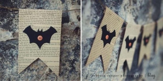 Black Paper Bats Halloween Banner