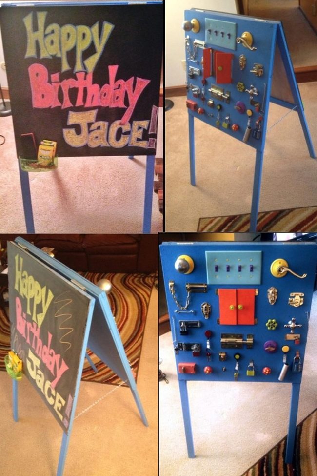 Blue-Legged Birthday Board With Hidden Door