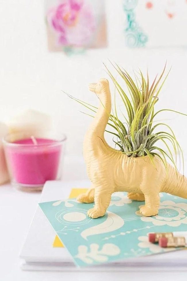 Yellow Dinosaur Planter For Air Plants