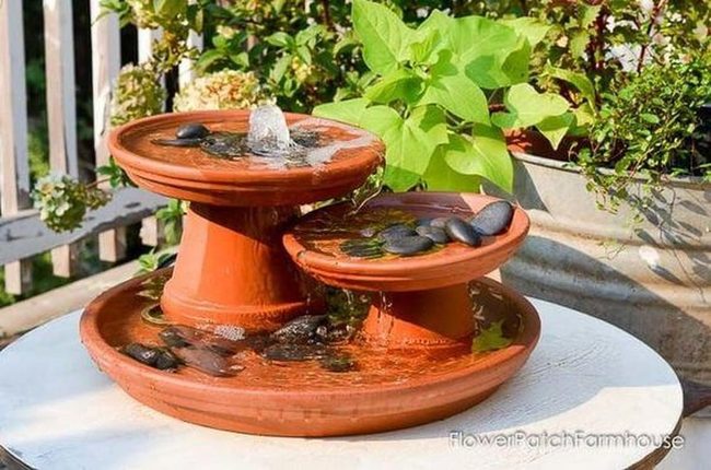 Tiered Clay Water Feature For Gardens