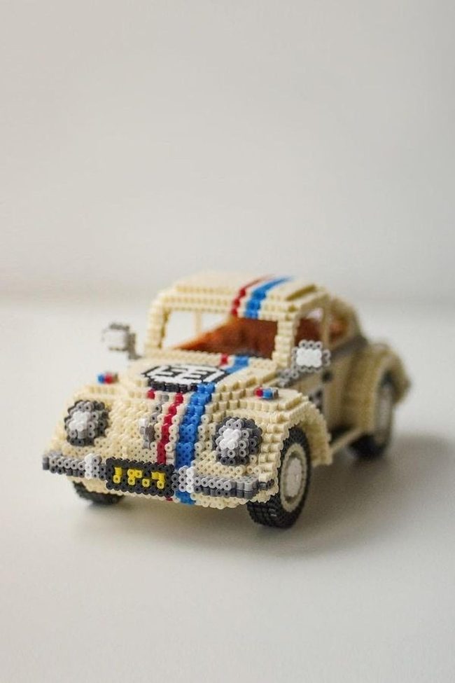 Tiny Beads Build Colorful Retro Cars