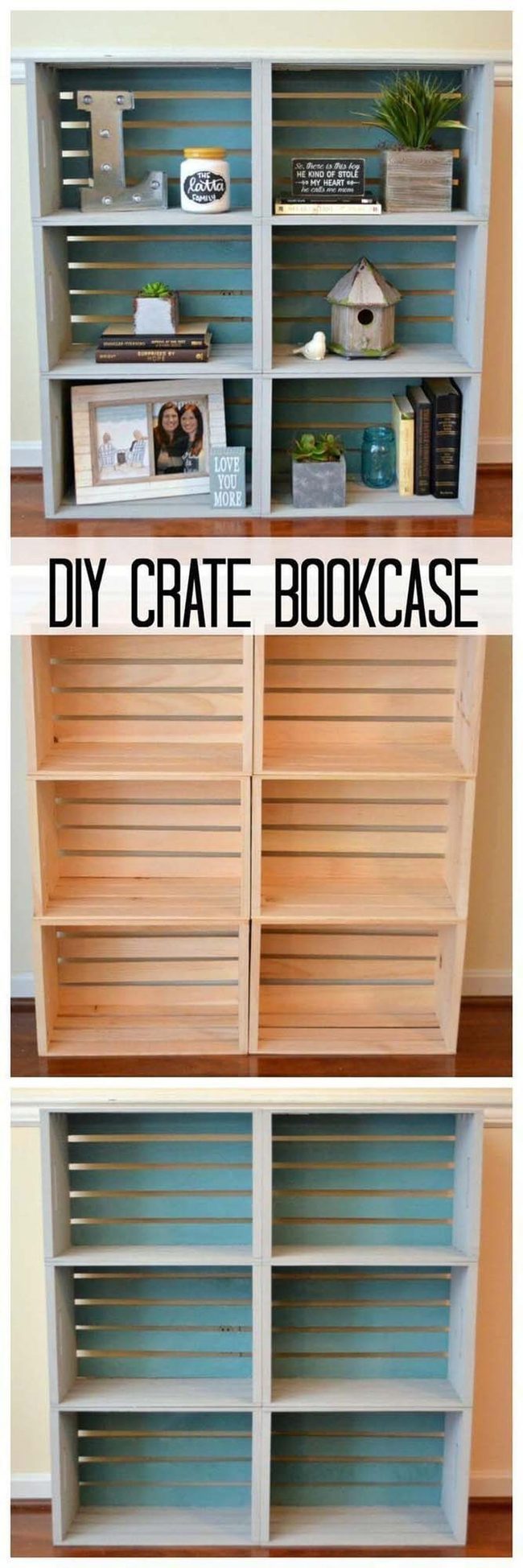 Stacked Wood Crates Bookcase