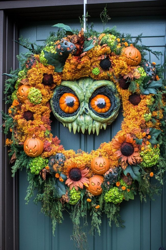 Green-Eyed Monster Door Wreath