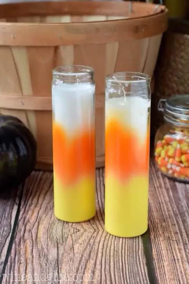 Layered Yellow Orange White Candy Corn Candles