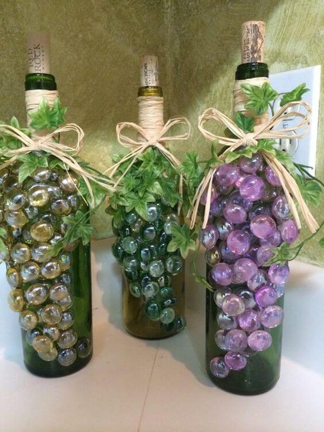 Marbles And Gold Glass Bottles
