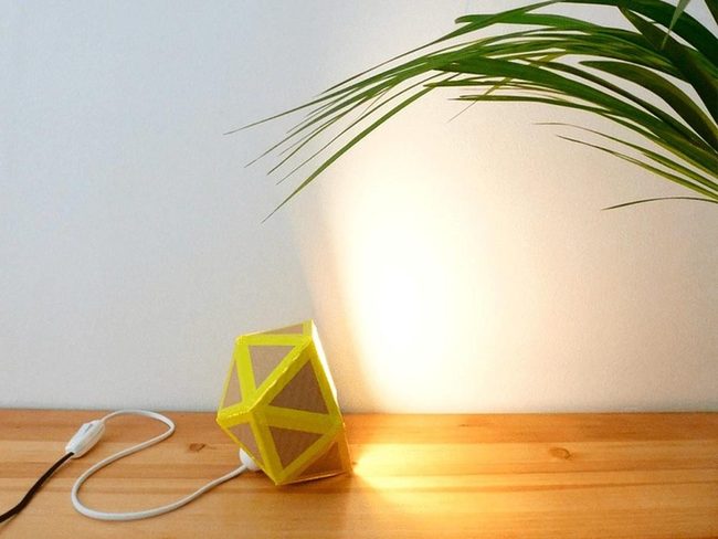 Yellow Geometric Lamp With Wooden Warmth