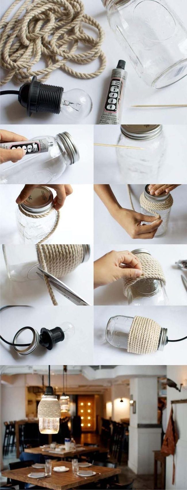 Rope-Wrapped Light Jars