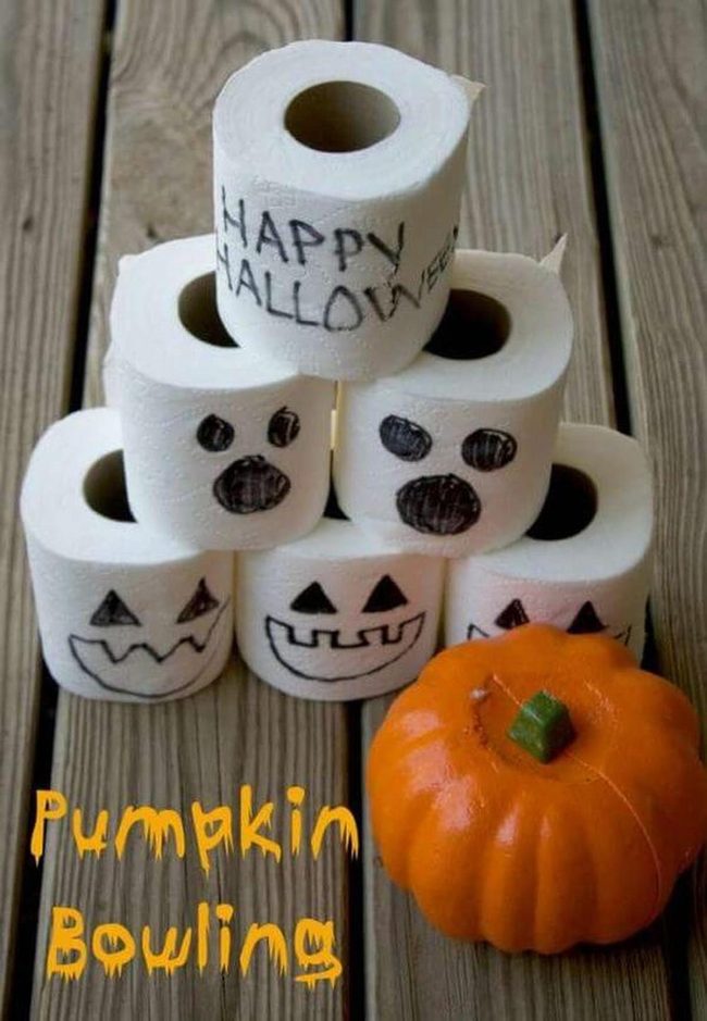 Ghost Face Pumpkin Bowling