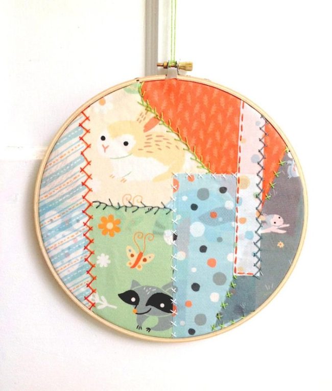 Fabric Animal Patches Wooden Frame