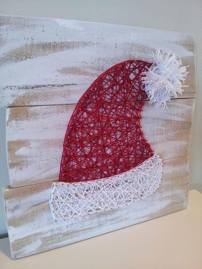 Red Thread Santa On Wood