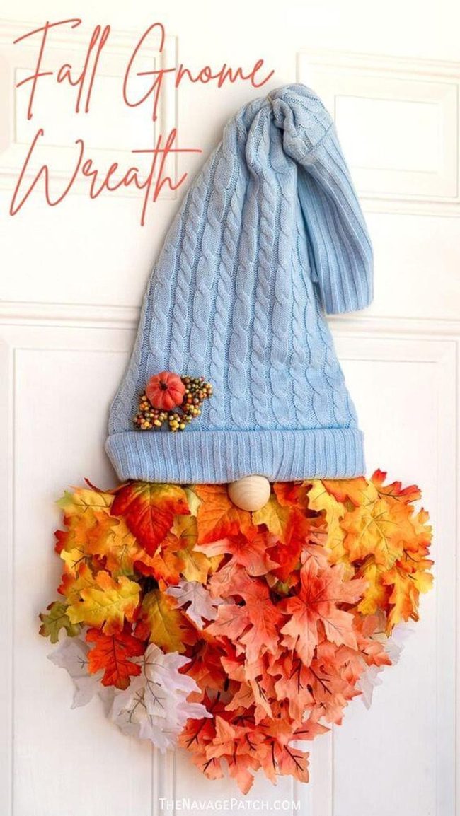 Fall Gnome Leaf Beard Wreath