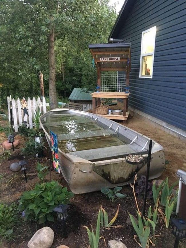 Weathered Boat Garden Centerpiece