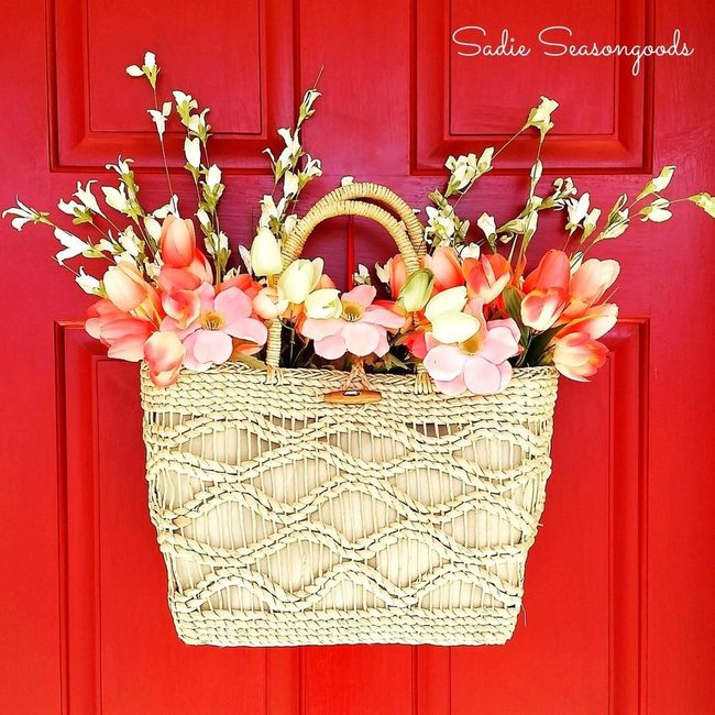 Woven Basket Pale Florals