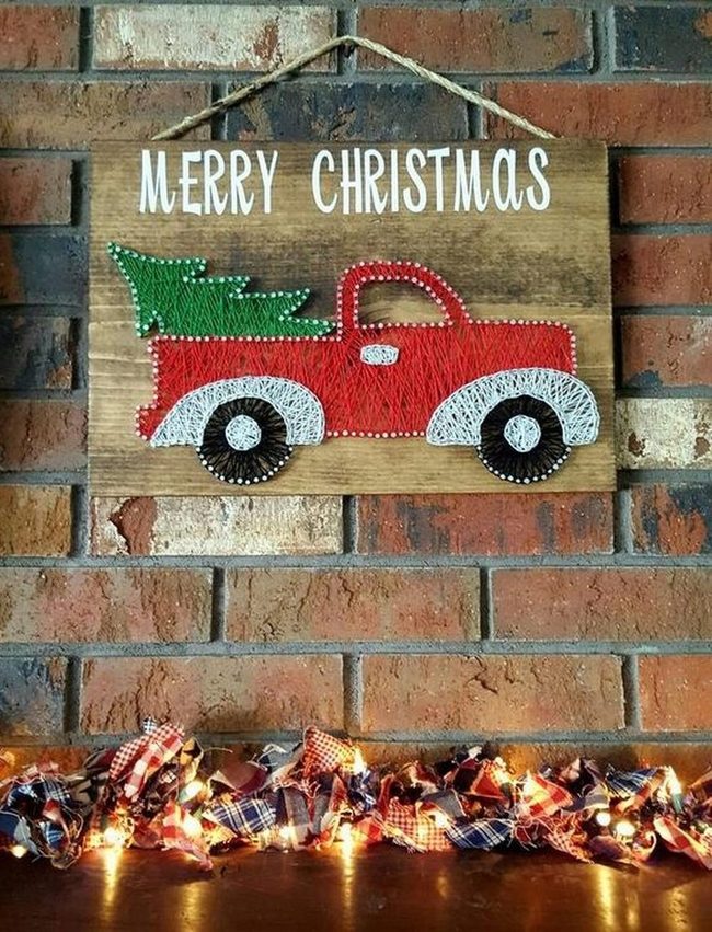 Red Truck String Art Christmas
