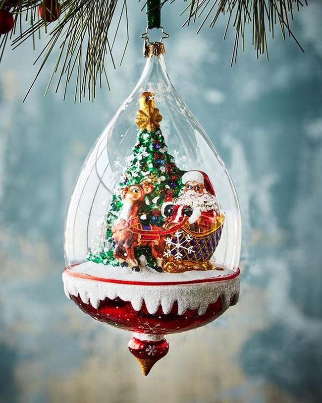 Hand-Painted Santa Glass Ornaments