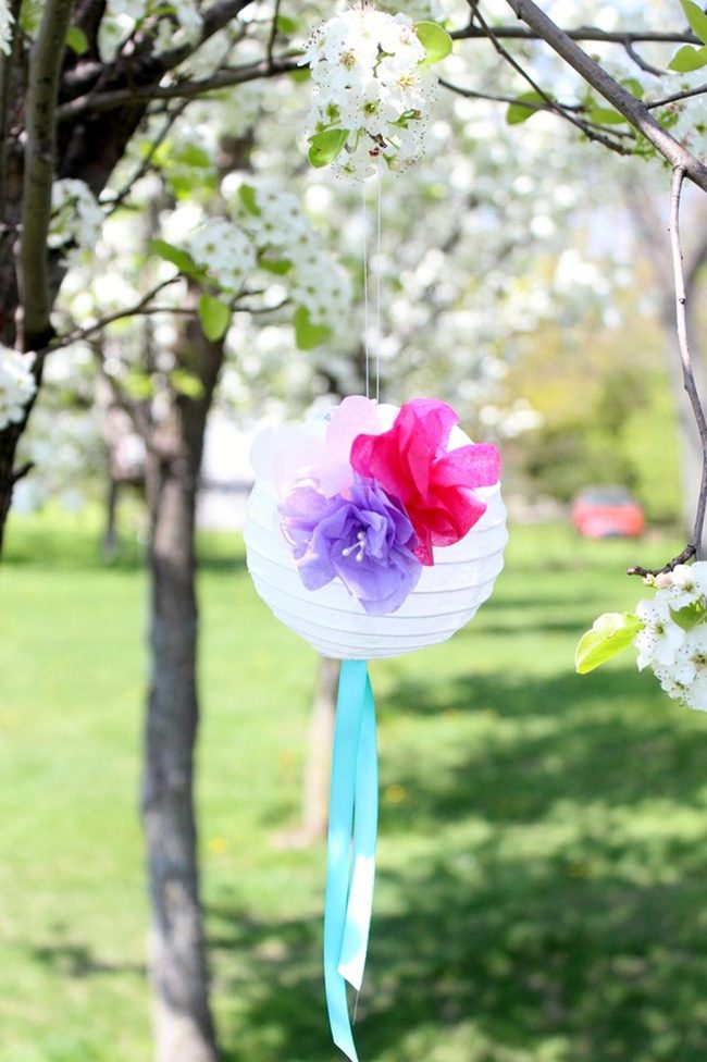 Tissue Flowers Pink Purple White Lanterns