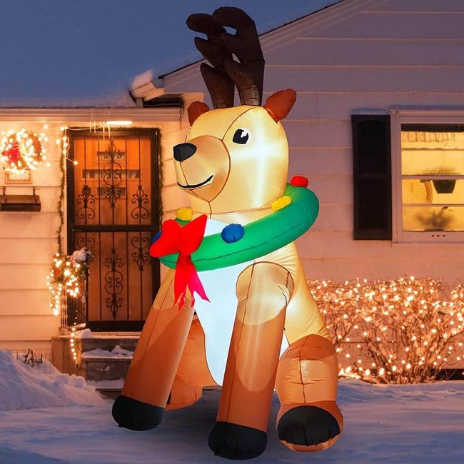 Giant Light-Up Reindeer Lawn Display