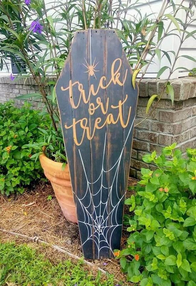 Black Wood Coffin With Spiderwebs