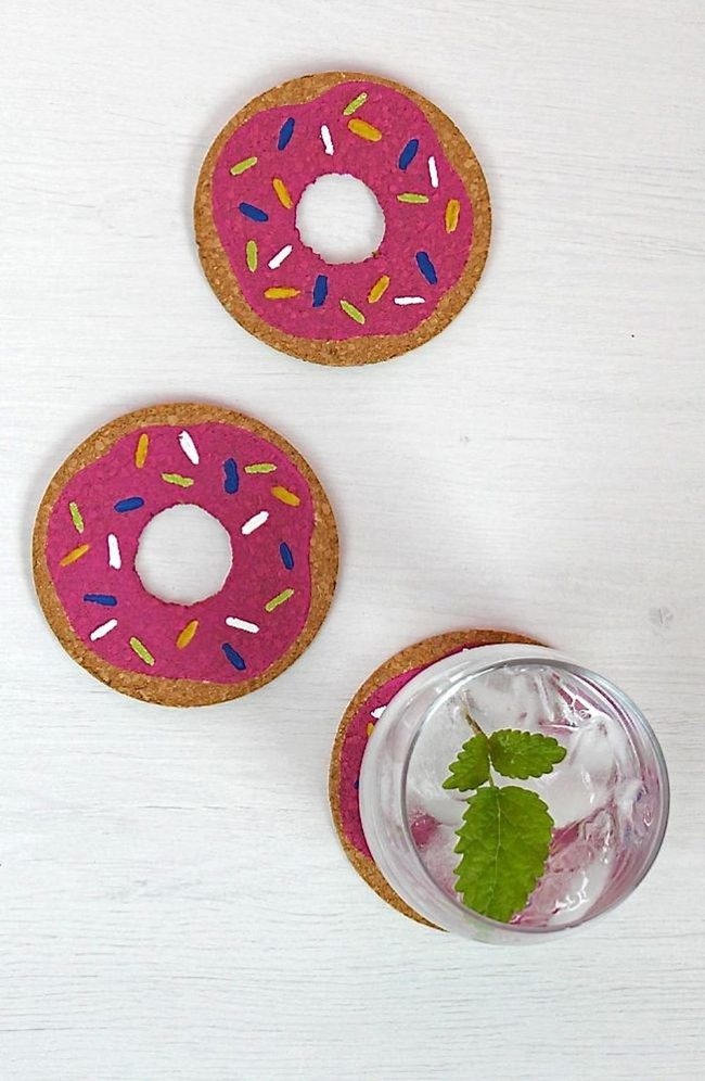 Pink Sprinkled Donut Coasters